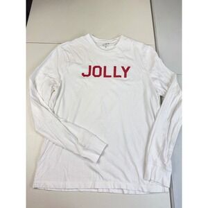 J.Crew Long Sleeve Jolly White Holiday Christmas‎ Graphic T-Shirt Top M